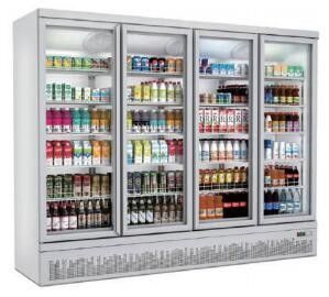 Pintu Kaca Freezer Tegak Komersial 110V / 60Hz 220-240V Plug In Type UF2 untuk es krim
