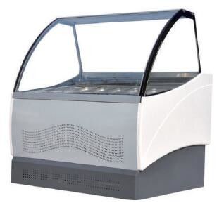 12 panci Komersial Pintu Kaca Freezer Es Krim Gelato Etalase
