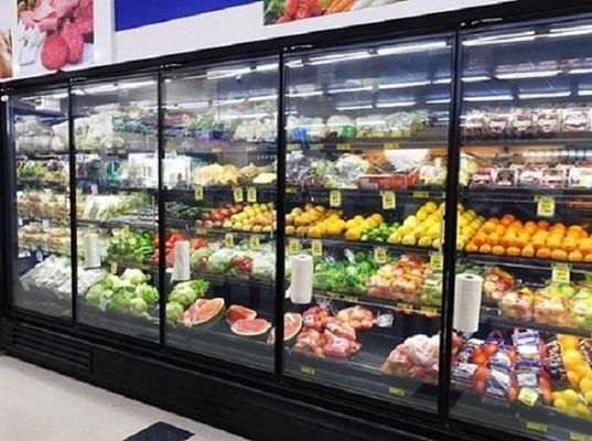 Supermarket Tegak Pintu Kaca Freezer Pintu Kaca Pendingin Mandiri 3/4/5/6 Pintu