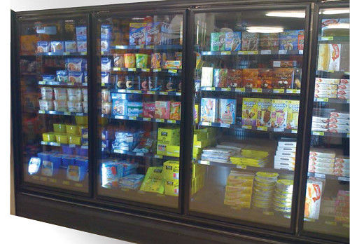 Supermarket Pintu Kaca Tegak Display Freezer Suhu Rendah