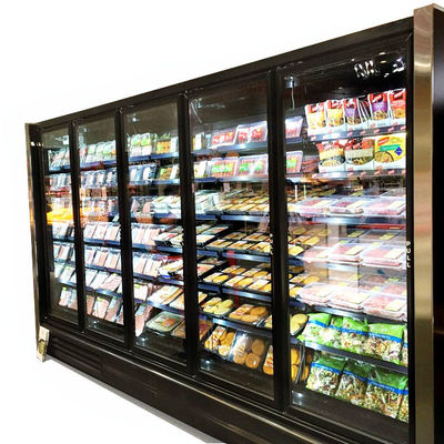Supermarket Tegak Pintu Kaca Freezer Pintu Kaca Pendingin Mandiri 3/4/5/6 Pintu