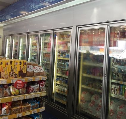 Jalan Komersial Suhu Rendah Sedang Di Cooler Freezer Dengan Pintu Kaca 3/4/5/6/7/8/9/10 Pintu