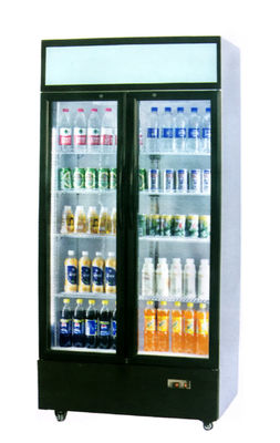 Minuman Freezer Display Tegak Pintu Ganda Dengan Pendingin Berventilasi Kanopi