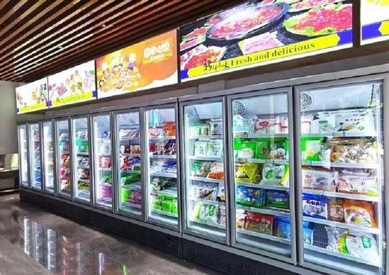 Pintu Kaca Freezer Tegak Komersial 110V / 60Hz 220-240V Plug In Type UF2 untuk es krim