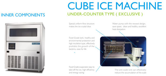 Commercial Square Ice Cube Maker 50kg Restaurant Hotel Dengan Kompresor Impor