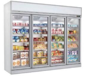 Pintu Kaca Komersial Stand Up Freezer 4 pintu 3200L R404a Pendingin Udara