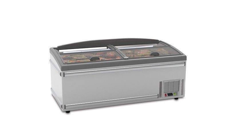 R290/R404A Supermarket Freezer Dada Pintu Kaca Geser Pendingin Statis 600L