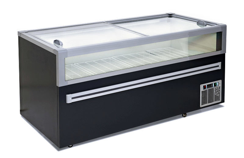 Top Two Sliding Glass Door Chest Freezer Pendingin Statis Unit lurus Toko swalayan restoran
