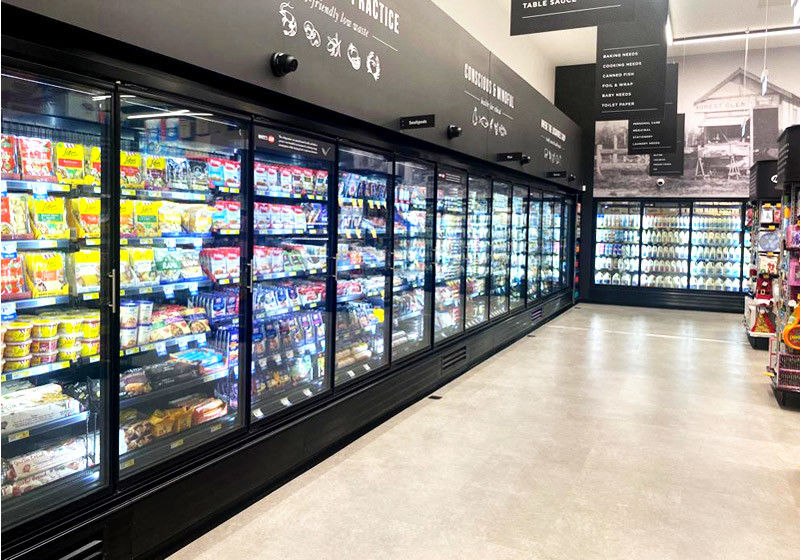 Supermarket Tegak Pintu Kaca Freezer Pintu Kaca Pendingin Mandiri 3/4/5/6 Pintu