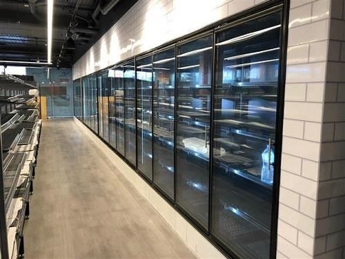 Pintu Kaca Freezer Berdiri Tipe Slimline Hitam Tahan Karat