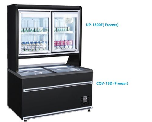 1200L R290 Komersial Kulkas Freezer Combo Pintu Kaca Supermarket